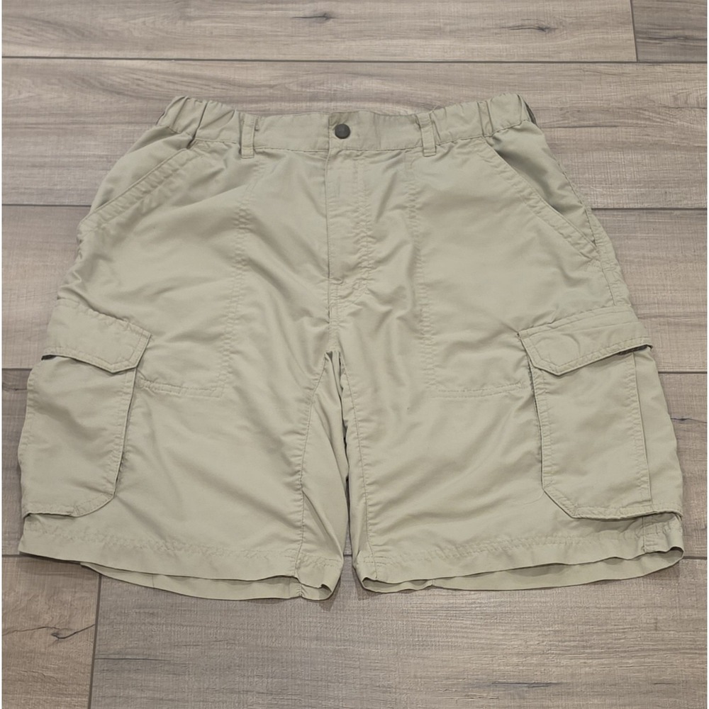 REI Cargo Shorts Men's M Beige Tan Stretch Waist Nylon Hiking Lightweight